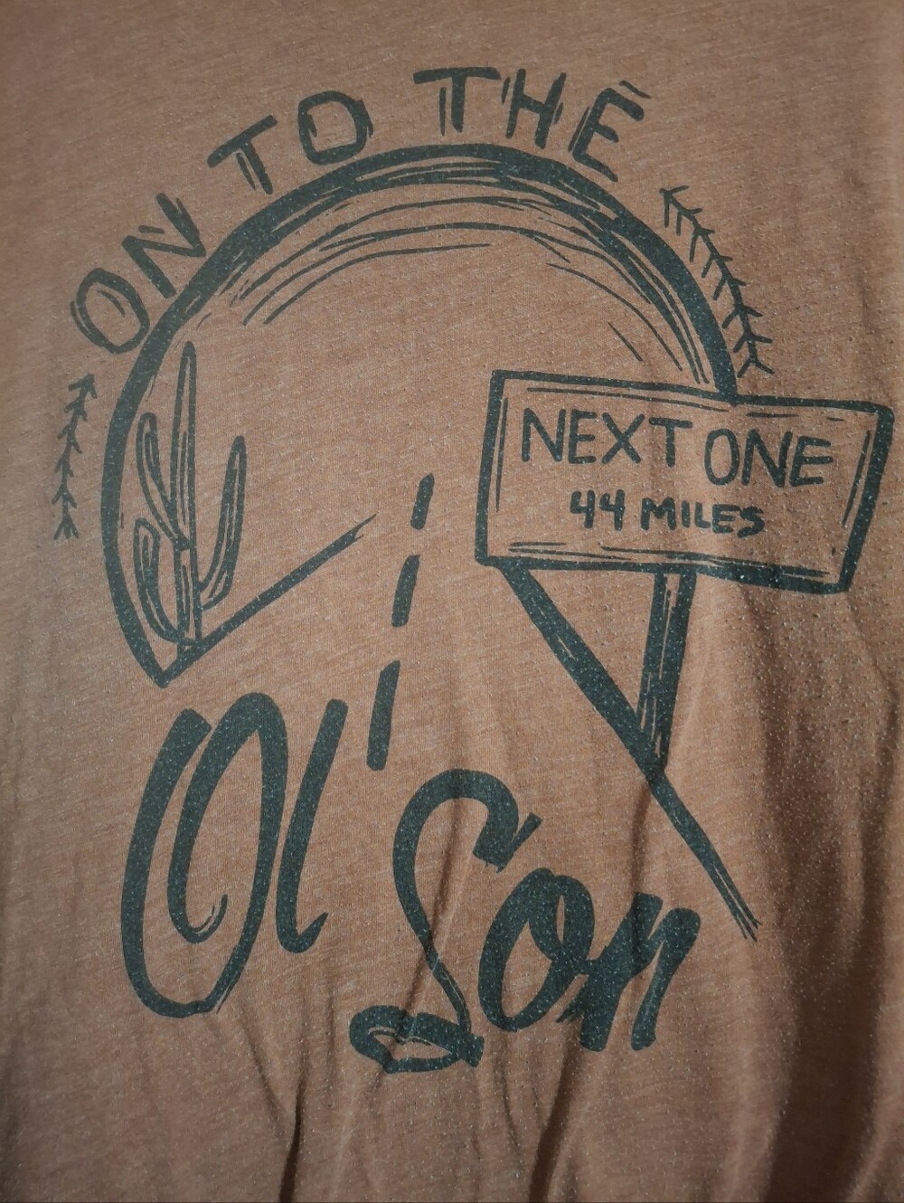 Graphic Road Trip Tee in Rust with Black Print